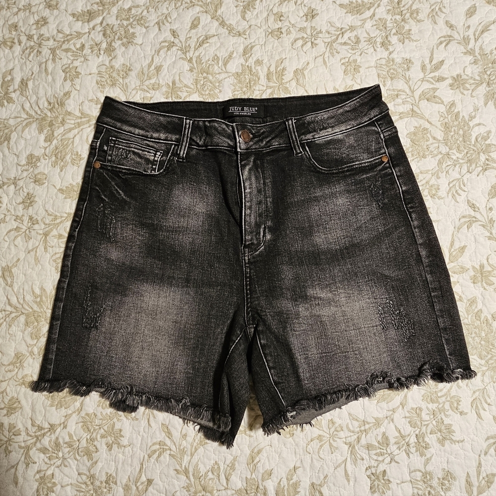 Judy Blue Women's Distressed Black Jean Shorts